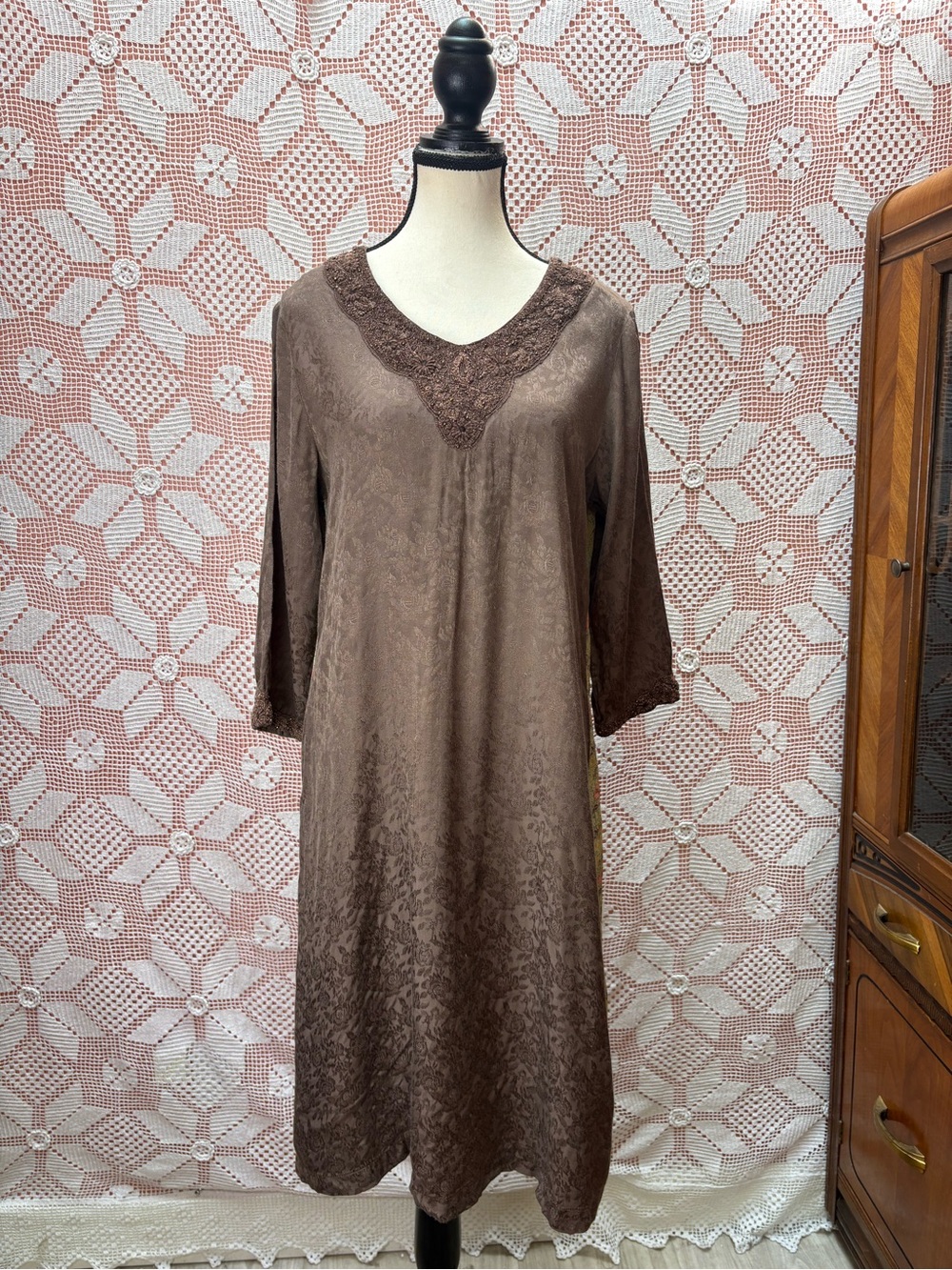 Vintage 90s April Cornell Brown and Floral Prairie Dress